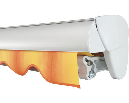 SOLUNA Semi-Cassettezonnescherm Classic 2,5x1,5 Stoffen design 320180 Frame E6EV1 Zilver geanodiseerd Aandrijving rechts incl. motor, wandschakelaar