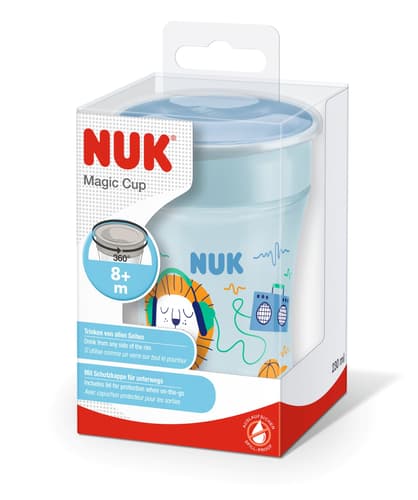 NUK Magic Cup 230ml, 360°-Trinkrand, abdichtende Silikonscheibe, ab 8 Monaten, blau