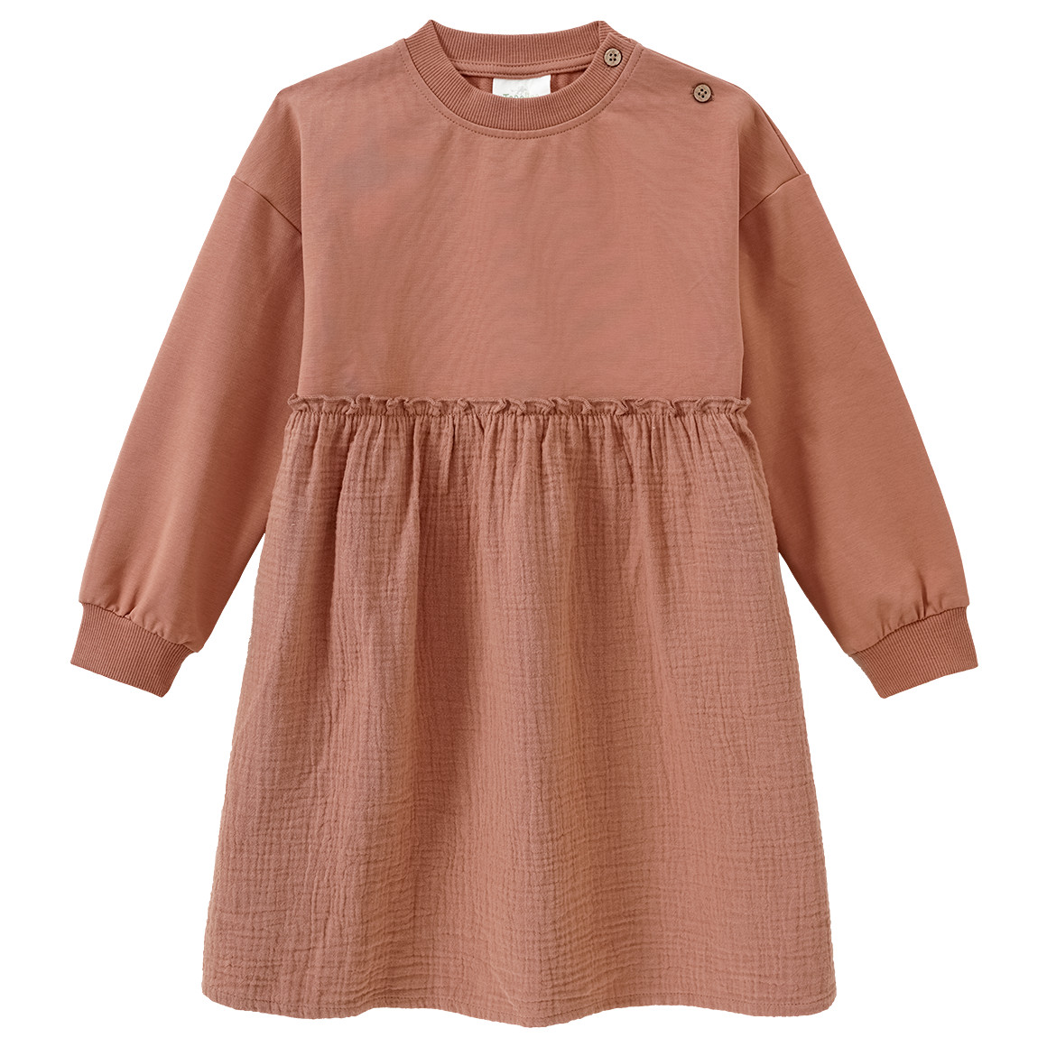 Topolino Pure Collection Mädchen Kleid aus Sweat und Musselin terracotta