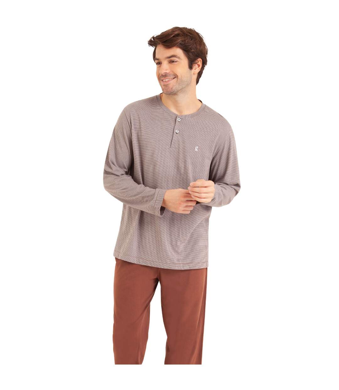 Pyjama long col T homme Coton Bio