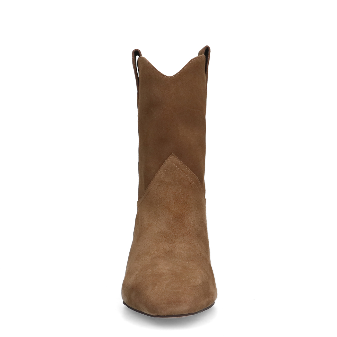 Beige suède enkellaarsjes met hak