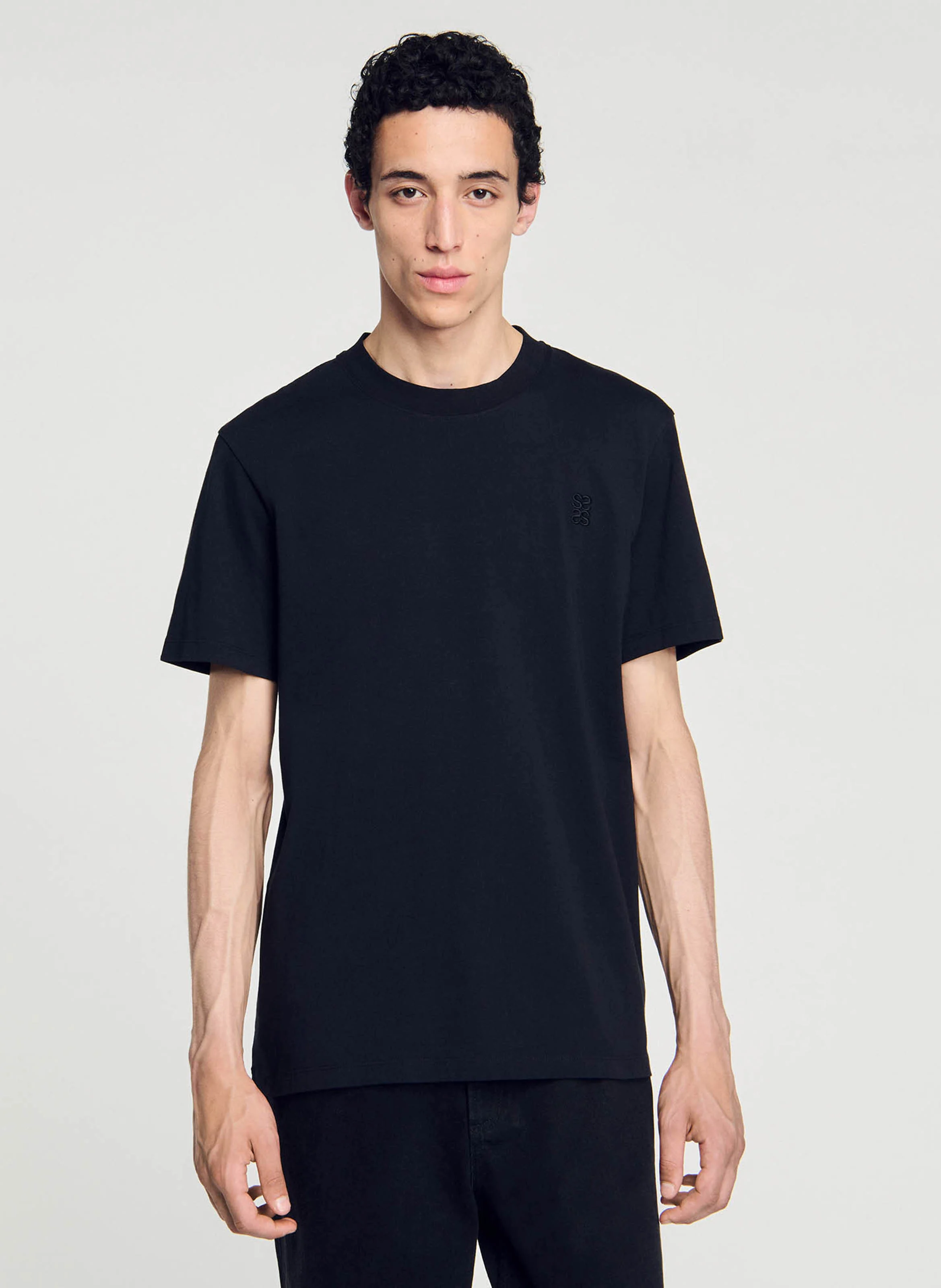 Tee-shirt col rond en coton | Noir