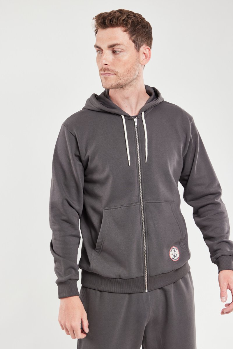 Sweat zippé à capuche - coton