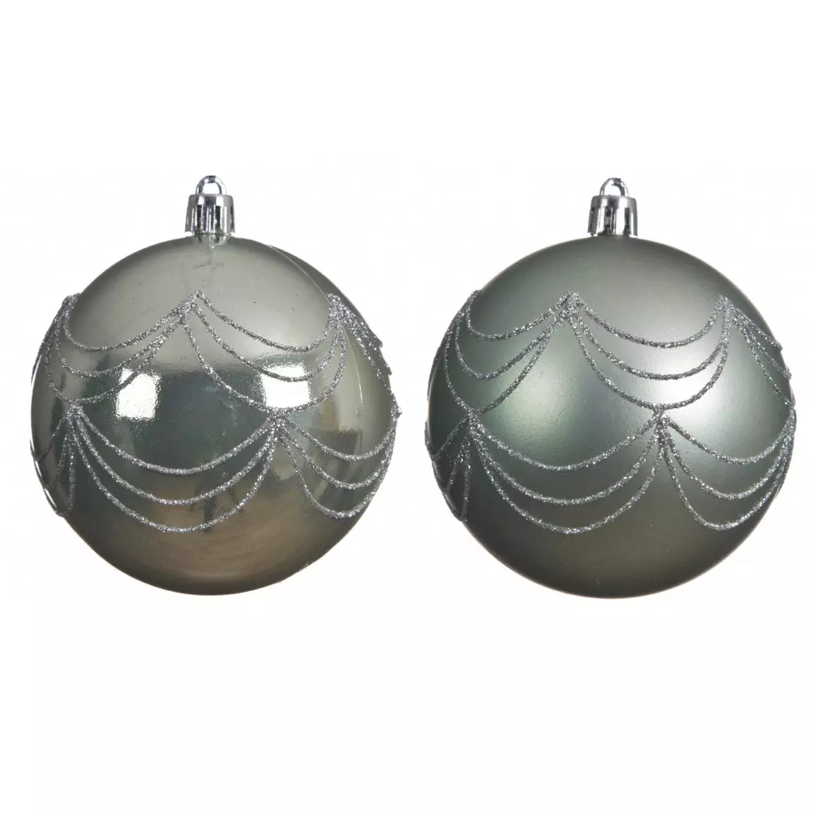Lot de 12 boules de Noël (D80 mm) Kassia Vert sauge