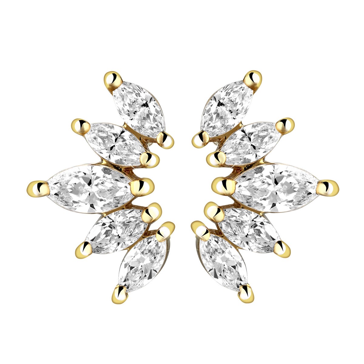 Boucles d'oreilles Brillaxis or oxydes navette