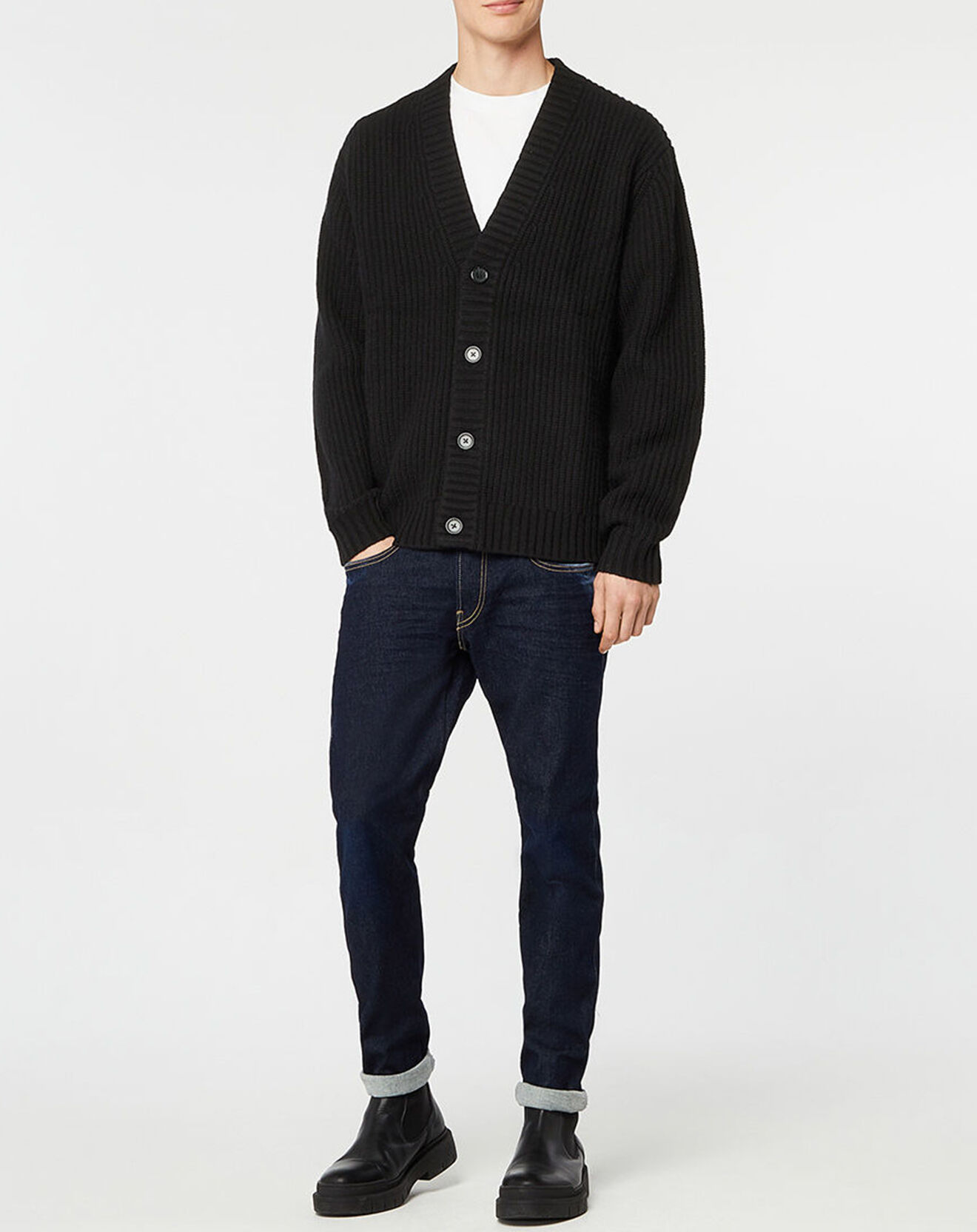 Galeries Lafayette Cardigan en Laine & Cachemire Potecard Gulet Boxy noir