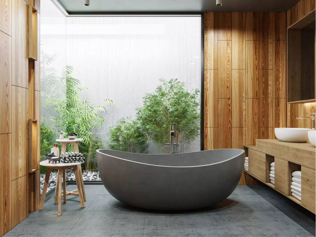 Baignoire îlot en béton - 400L - 160 x 100 x 59,4 cm - IVANOVO