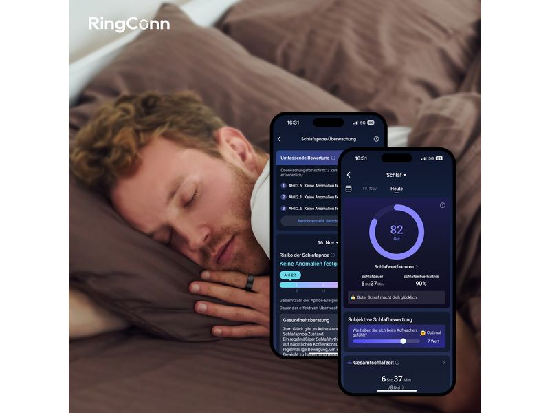 RingConn Smart Ring Gen 2, Grösse 13 - Midnight Black Gesundheitstracker