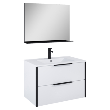 Atlantic Badmeubelset Aria met spiegel en witte wastafel 80cm mat wit