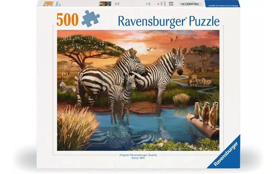 Puzzle Zebras am WasserlochPremium-Puzzle