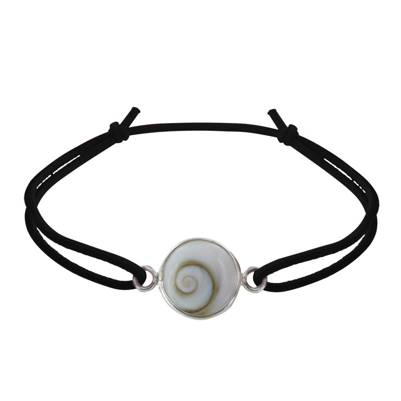 Bracelet Lien Elastique Oeil de Sainte Lucie Rond - Noir