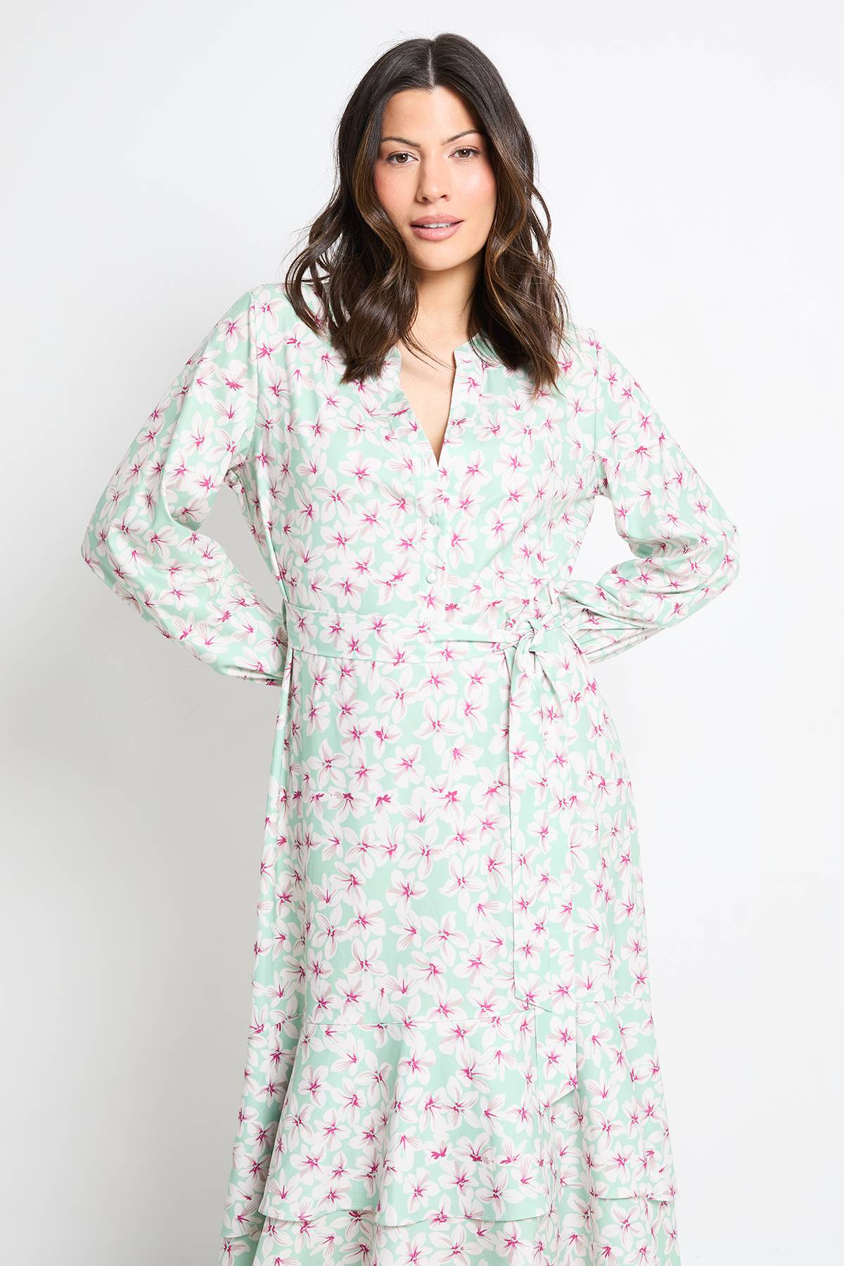 Wallis Robe Chemise Midi À Boutons Avec Imprimé Fleuri