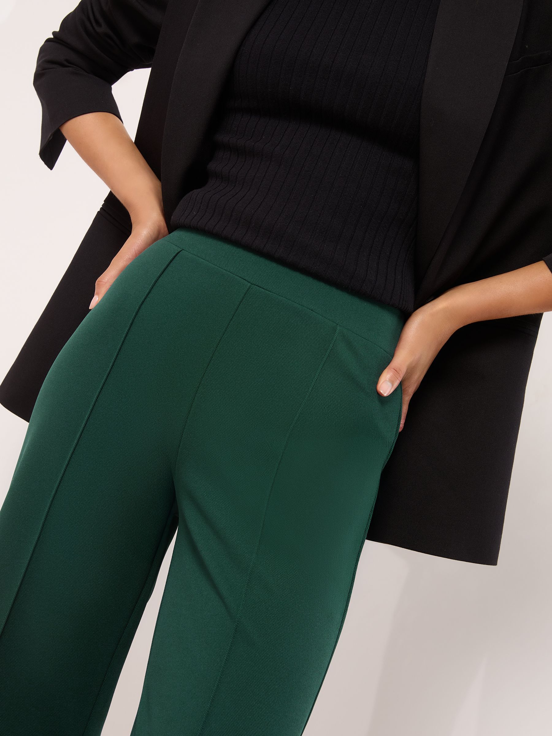Groen - Lipsy - Broek met wijde pijpen en hoge taille