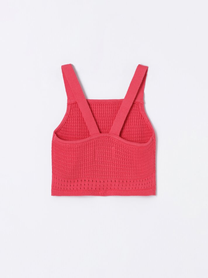 Top de crochê com alças - Vermelho Coral