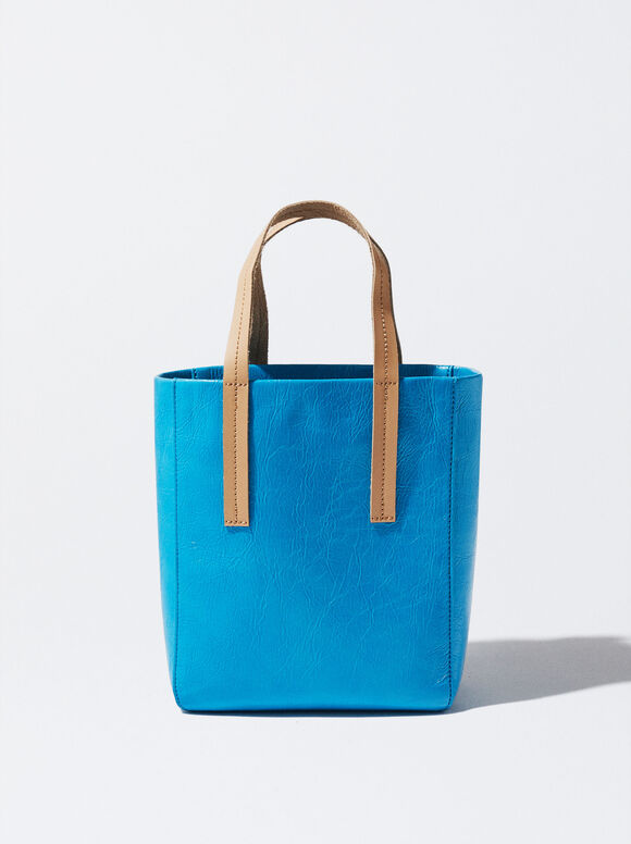 Bolsa tote personalizável em couro envernizado - Azul