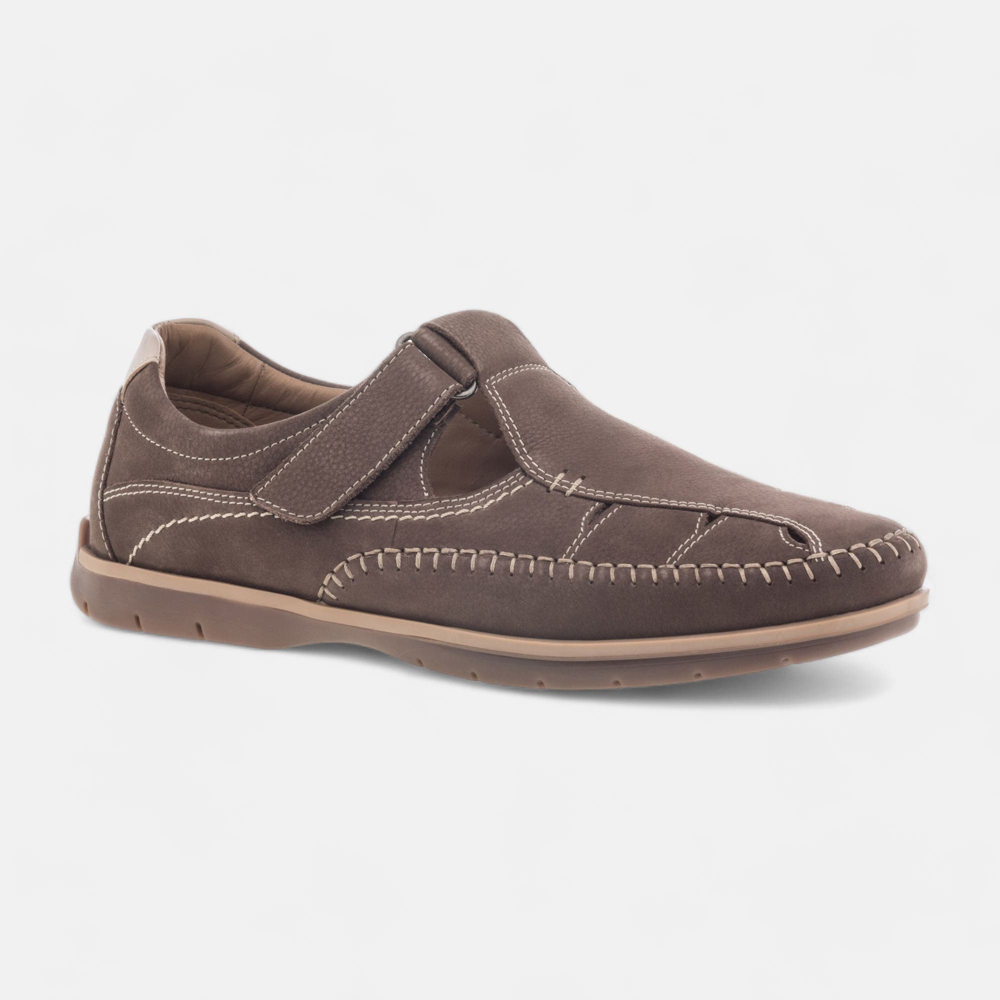 Nu-pieds confort Homme en cuir taupe