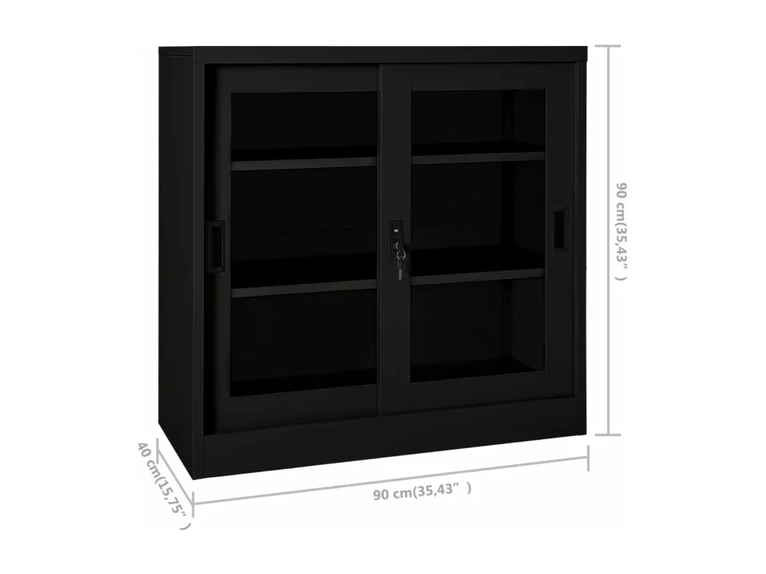 Armoire à portes coulissantes Noir 90x40x90 cm Acier