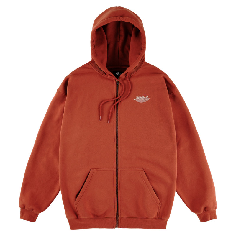 SWEAT À CAPUCHE ZIPPÉ À MOTIFS BOTANIQUES - ORANGE