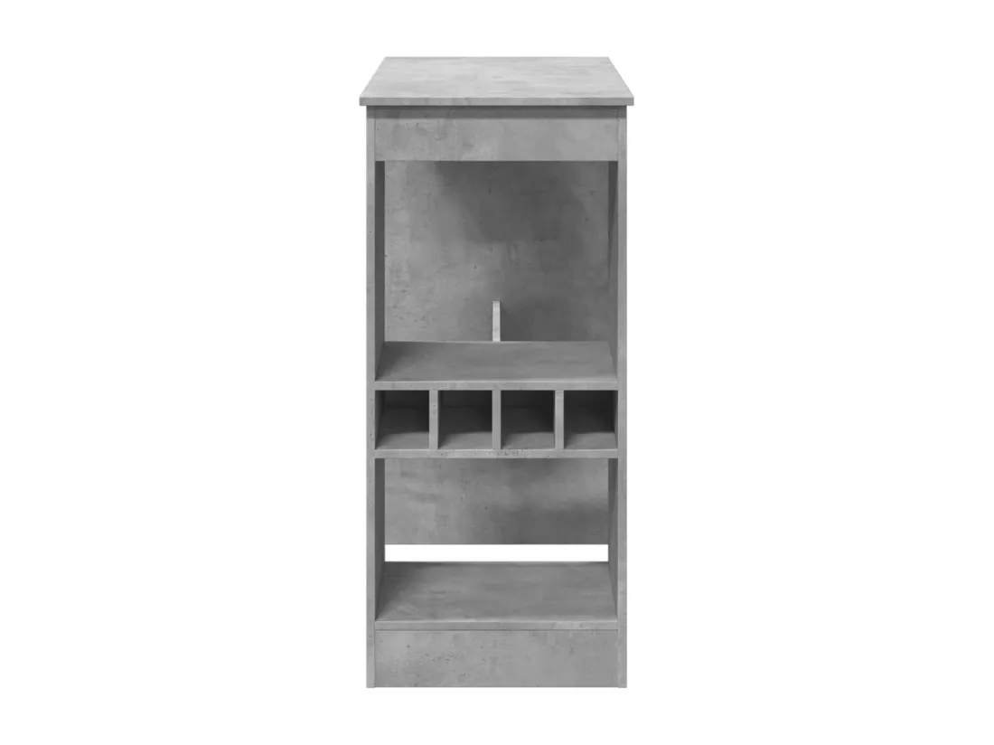 Table de bar avec étagères gris béton bois d'ingénierie