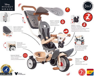 Smoby Trehjulssykkel Baby Balade Plus Mikke Mus