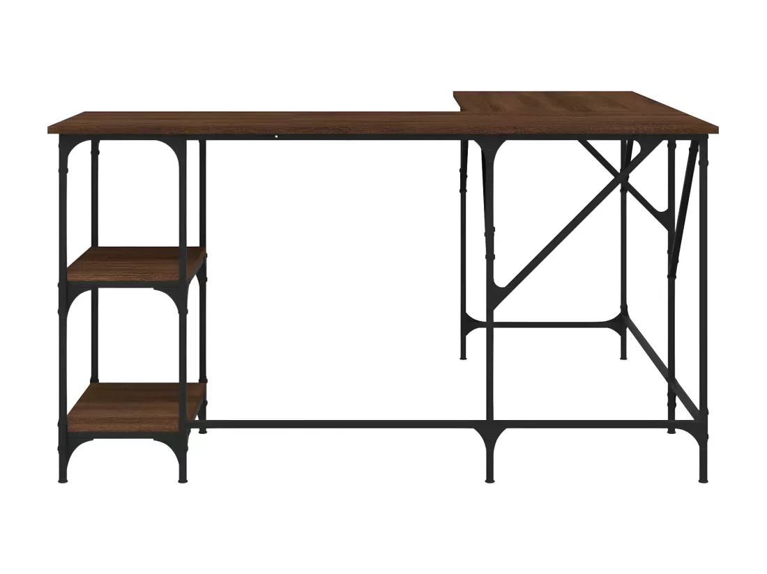 Bureau chêne marron 139x139x75 cm bois d'ingénierie