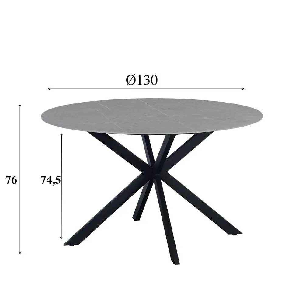 Ronde eettafel Yuna Ø130 cm marmerlook grijs - Stoneware - Grijs