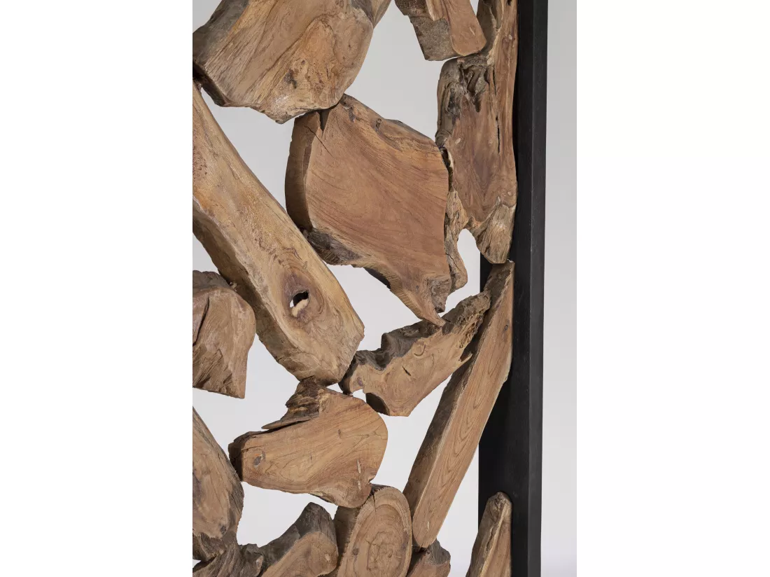 Paravent en racines de teck et acier noir Greka 100cm
