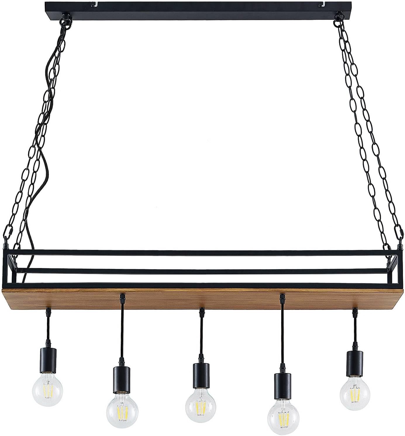 Lindby Esstisch Pendelleuchte mit Ablagefläche, Käfig Hängelampe Lampe Wohnzimmer 5x E27 max. 15W ohne Leuchtmittel Kronleuchter Esszimmerlampe