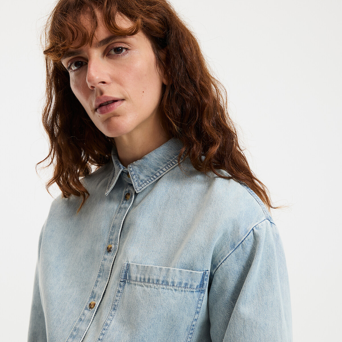 COLEÇÕES LA REDOUTE<br>Camisa jeans de puro algodão, Assinatura MARLÈNE