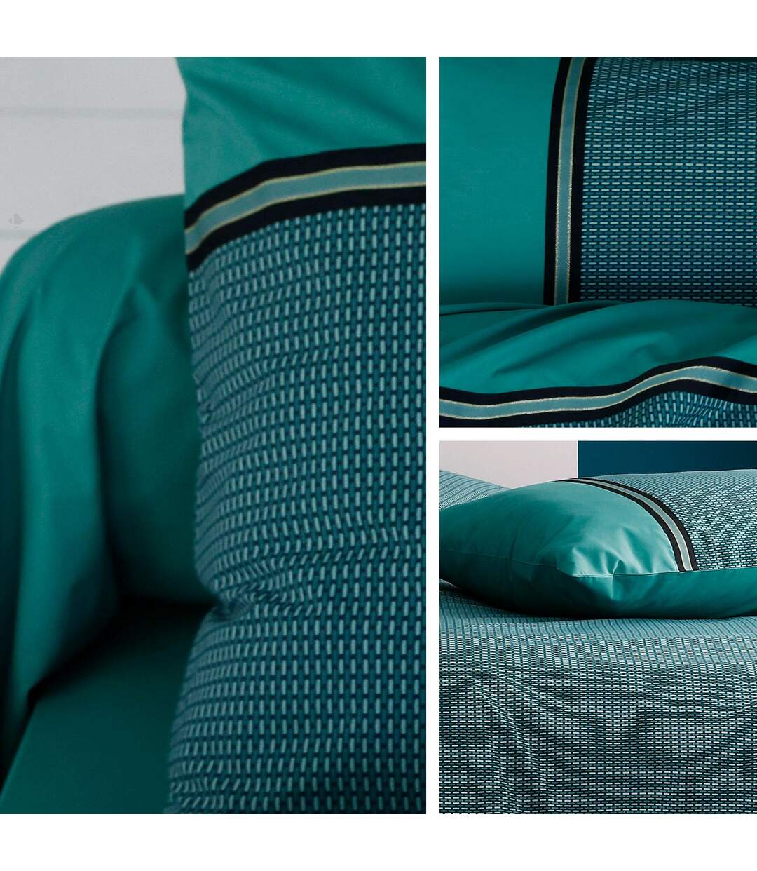 Drap plat 280x325 cm percale de coton GUSTAV vert Emeraude