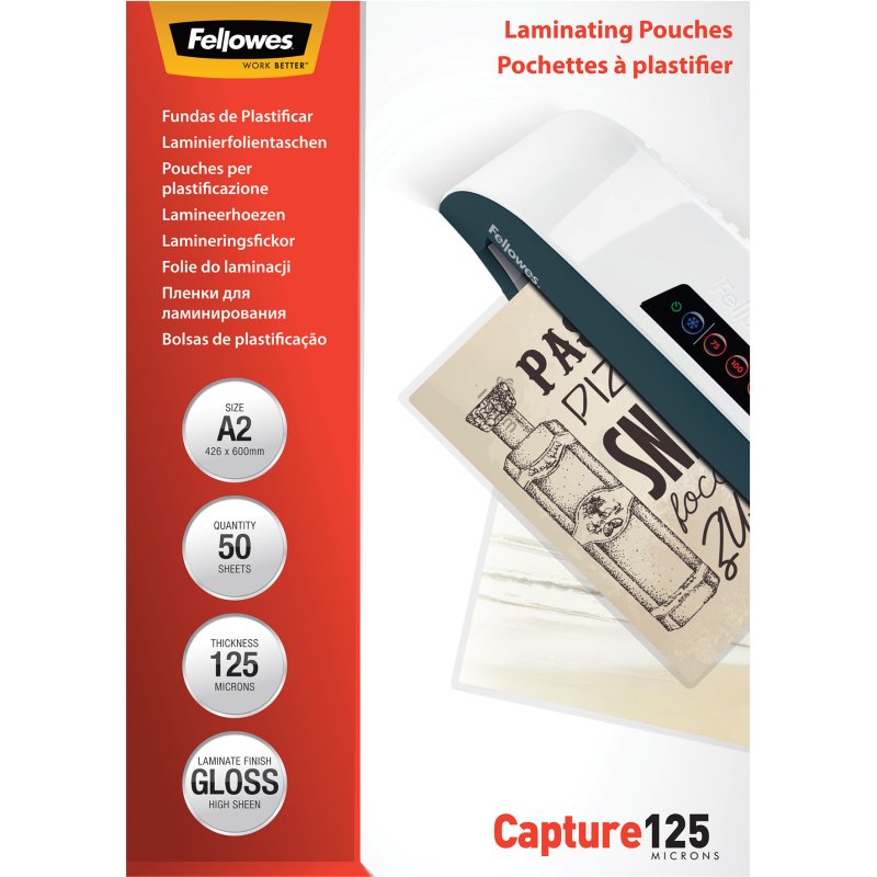 Pochettes de plastification A2 125 µ  brillantes- Paquet de 50