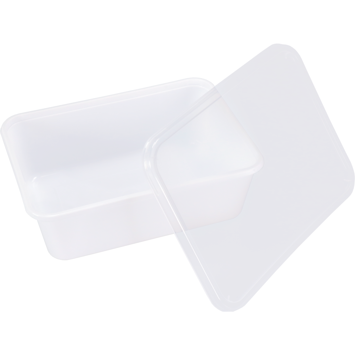 Bak, PP, 1000ml, incl. deksel, 183x135x63mm, wit/transparant