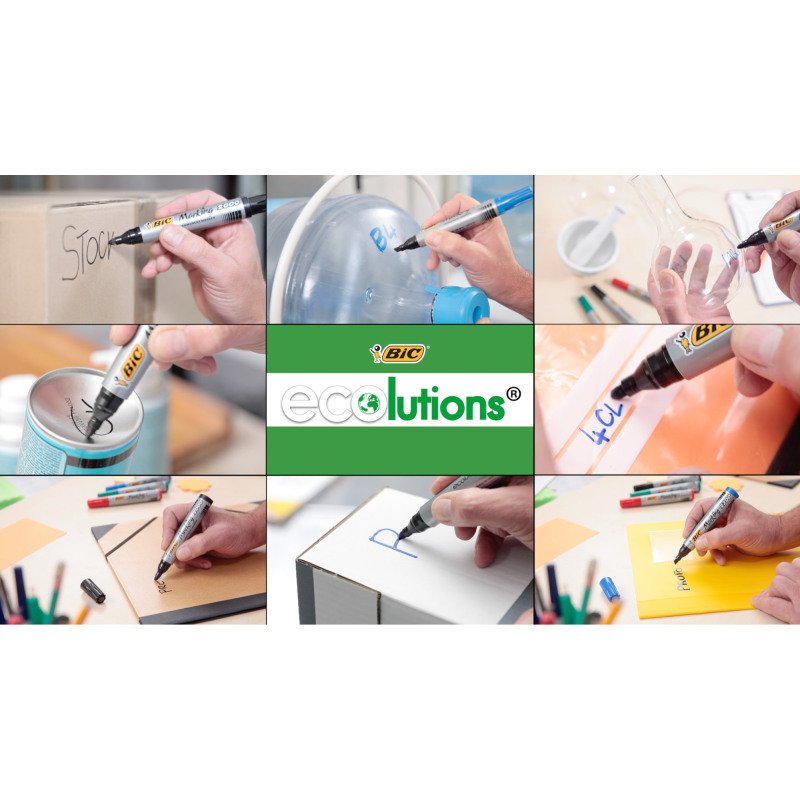 Marqueur permanent Bic 2000 pointe ogive 4,95 mm - Pochette de 4 couleurs