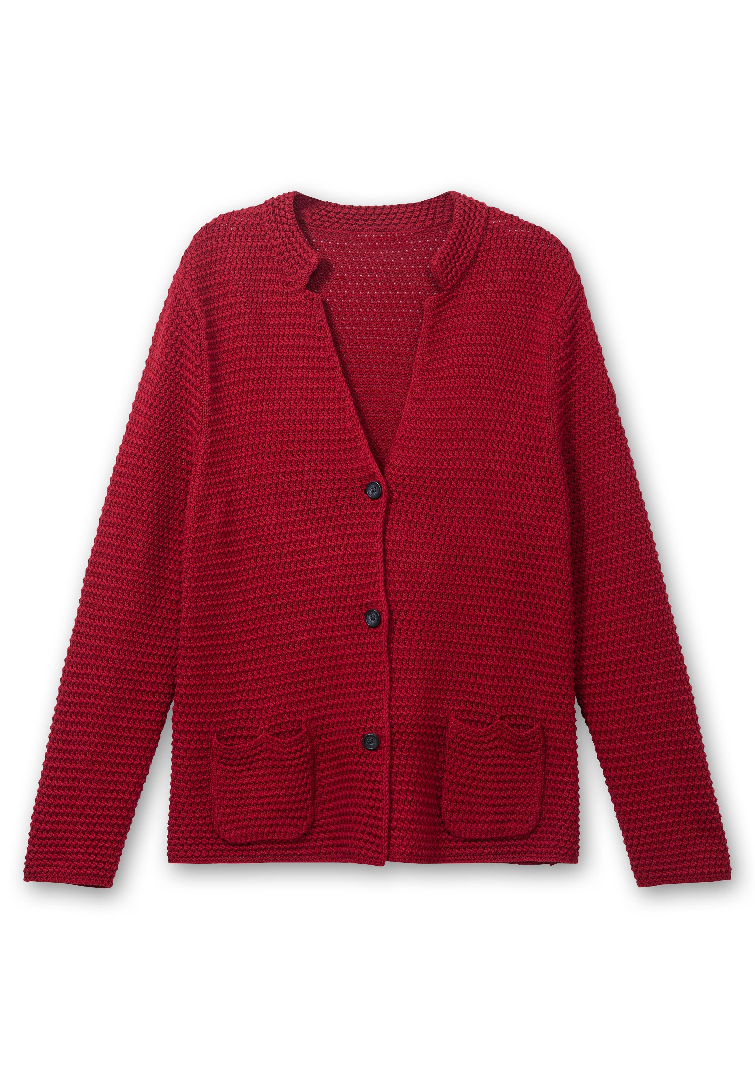 Grobstrickjacke mit Stehkragen und Taschen