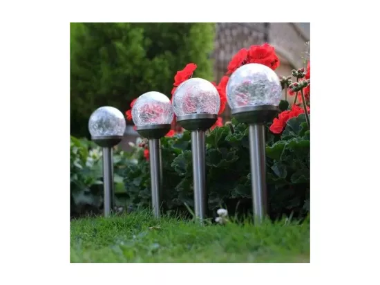 Lot de 5 balises en verre craquelé Globe couleurs changeantes