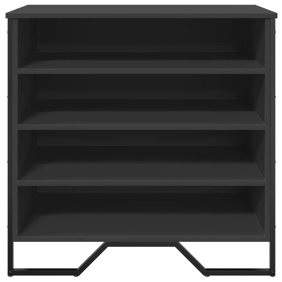 vidaXL - Zwart Schoenenkast met 4 vakken - Bewerkt hout en metaal - 80x38x78 cm