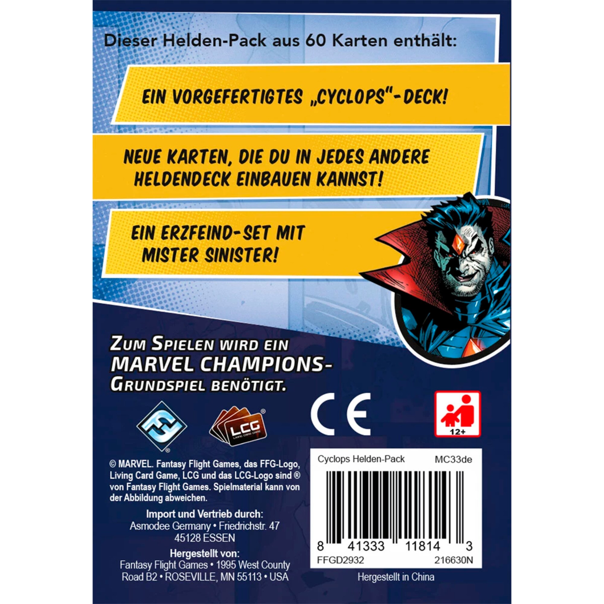 Asmodee Kartenspiel Marvel Champions: Das Kartenspiel - Cyclops (Helden-Pack)