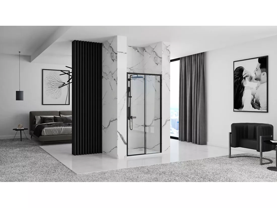 Porte De Douche Coulissante Rea Rapid Slide 130 Black