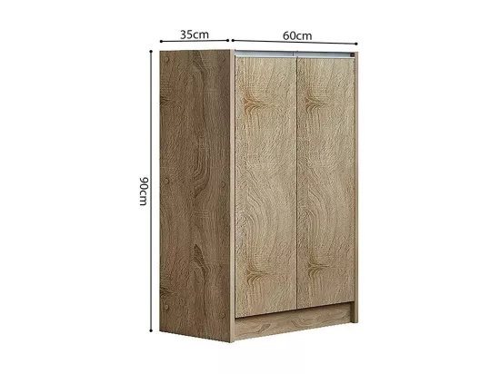 Meuble à chaussures PARRA, 2 portes, coloris chêne sonoma