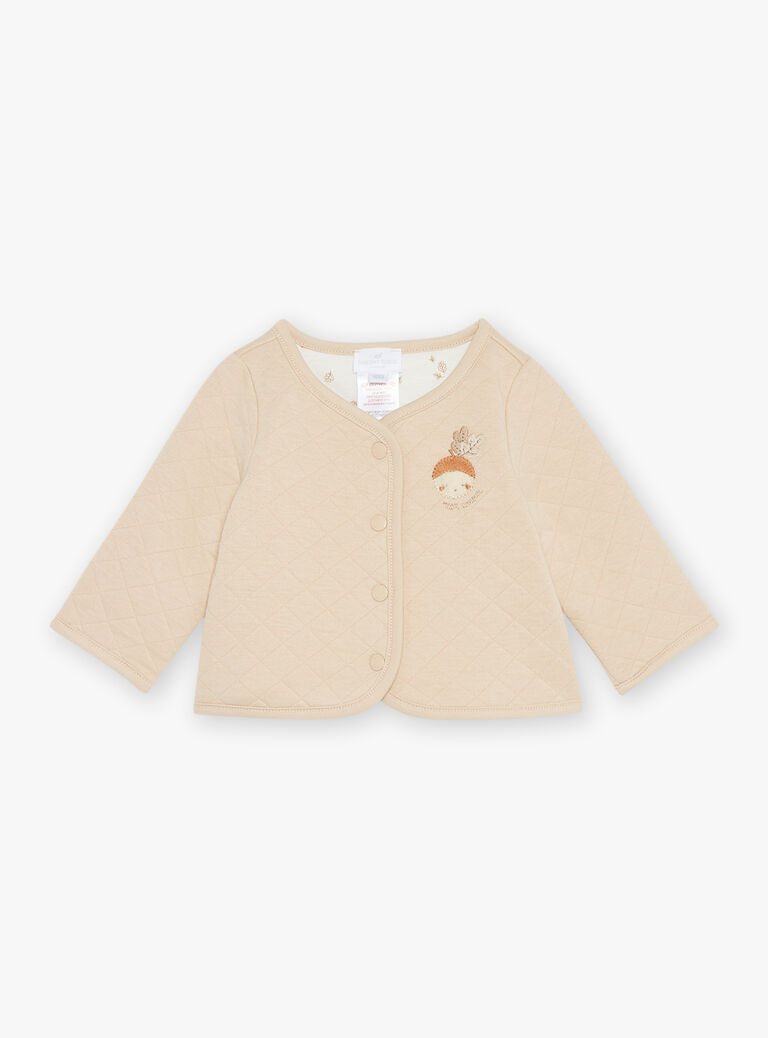 Veste réversible beige et écru en tubique et jersey