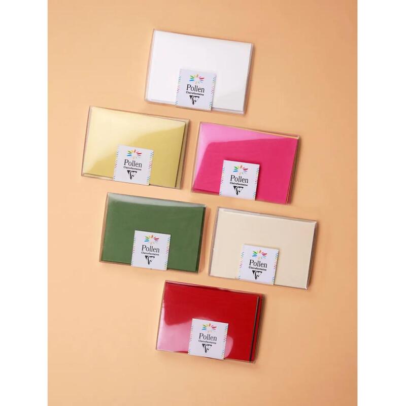 Coffret Pollen de 20 enveloppes C6 (114x162mm) + 20 cartes simples 110x155mm - Naissance - Assortiment