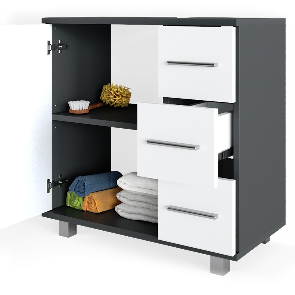 VICCO Badmöbel Set ILIAS Weiß Anthrazit Bad Spiegel Unterschrank Badschrank
