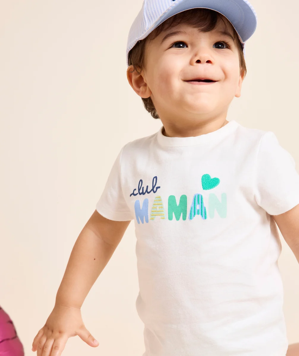 t-shirt bébé garçon en coton bio blanc message club papa