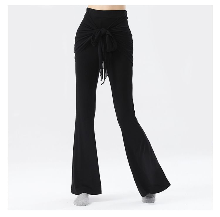 Cossita - Hoge taille effen overlay uitlopende dansbroek