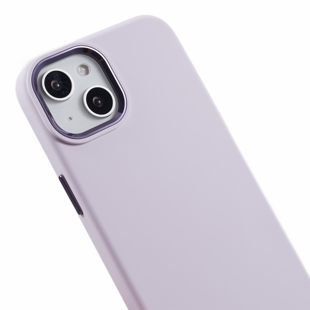 iPhone 15 Silikon Hardcase Hülle mit Metall Kamerarahmen - Lila