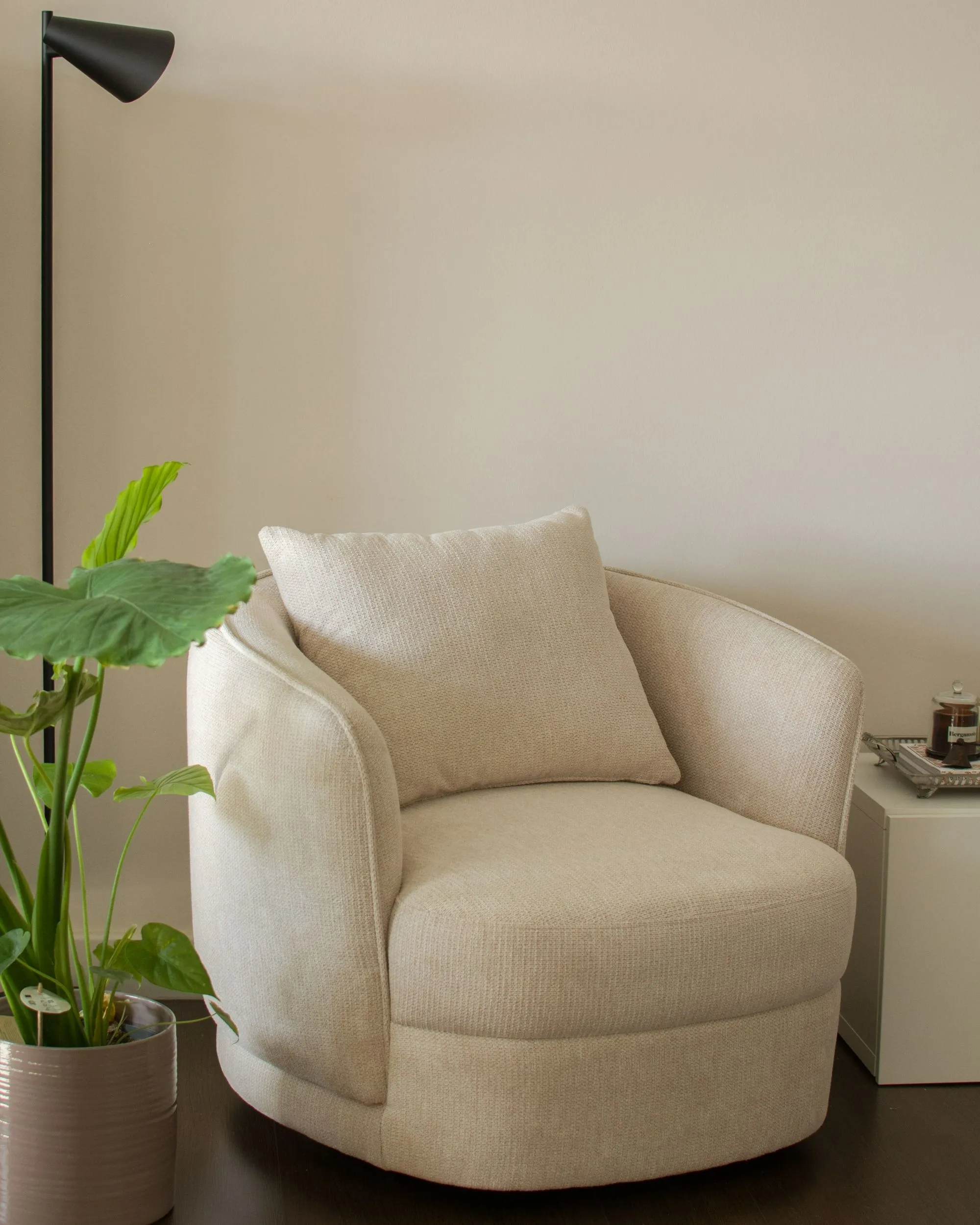 Draaifauteuil ANDALEN Stof Lichtbeige