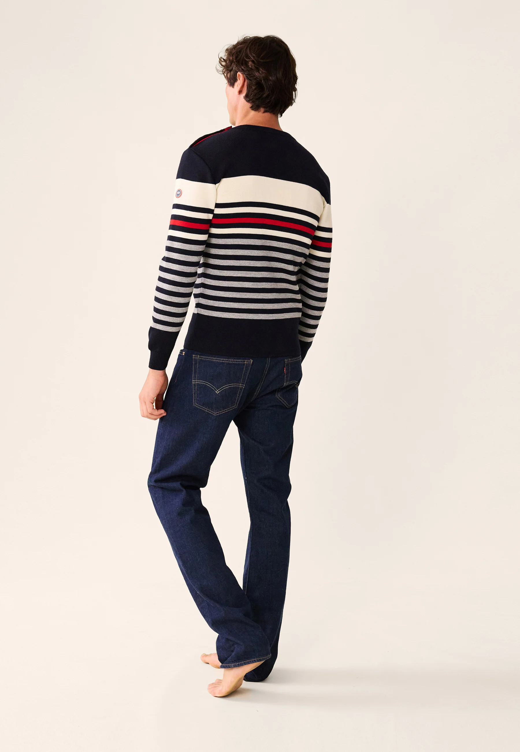 Pull Homme LSF x Armor Lux-Le Creac'h-Marine Blanc Rouge Gris