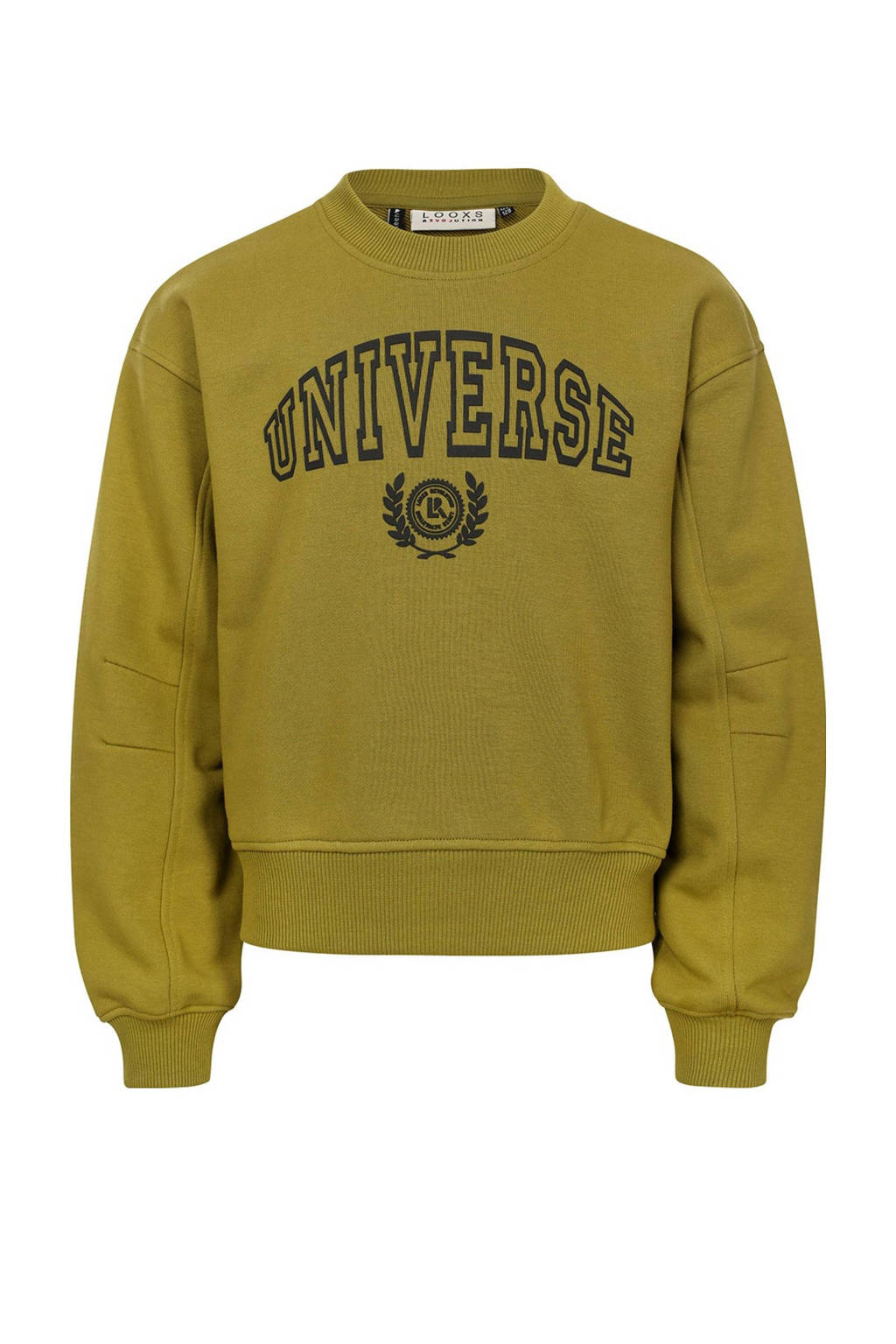 LOOXS sweater met tekst mosgroen