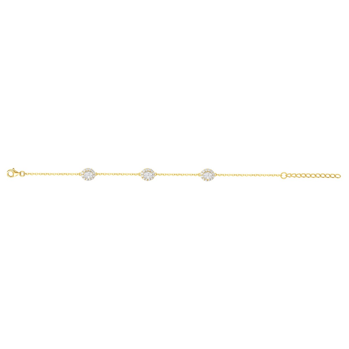 Bracelet souple multi-motifs en Plaqué Or avec oxyde de zirconium blanc