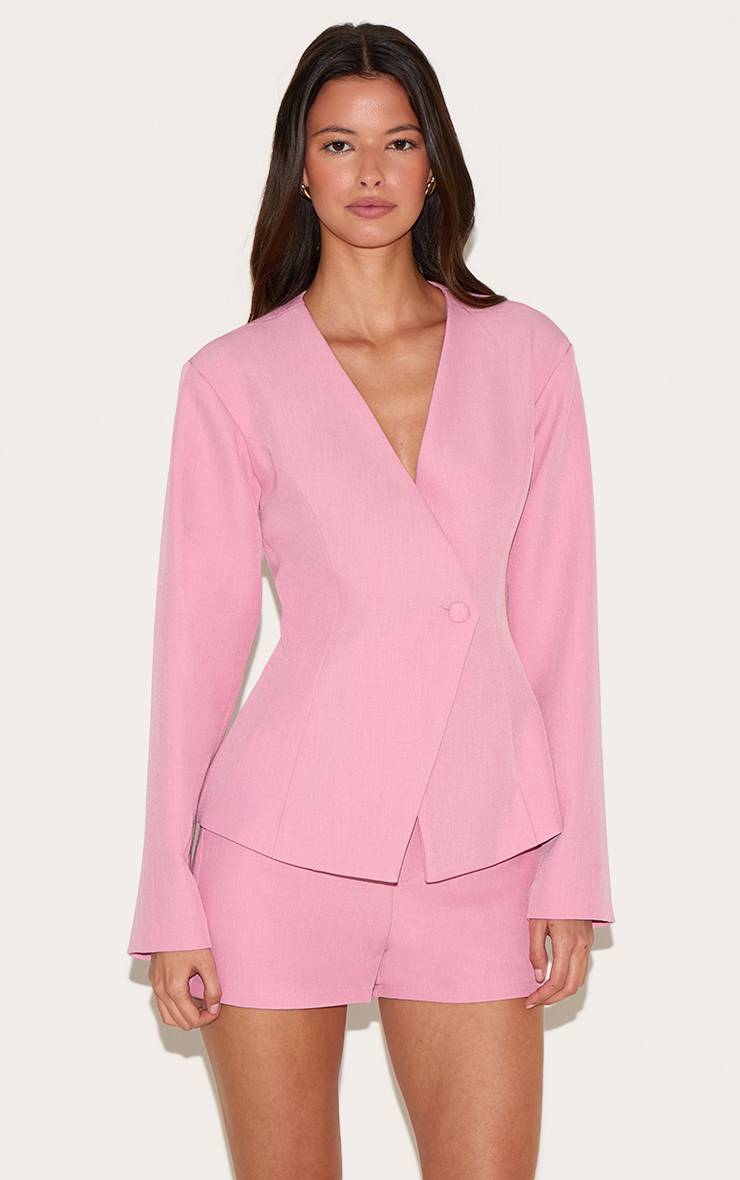 Rose Bonbon Short Taille Mi-haute Ajusté Coordonné